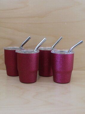 Set of 4 Mini Stainless Steel Insulated Tumbler - Ashland - Pink Glitter
